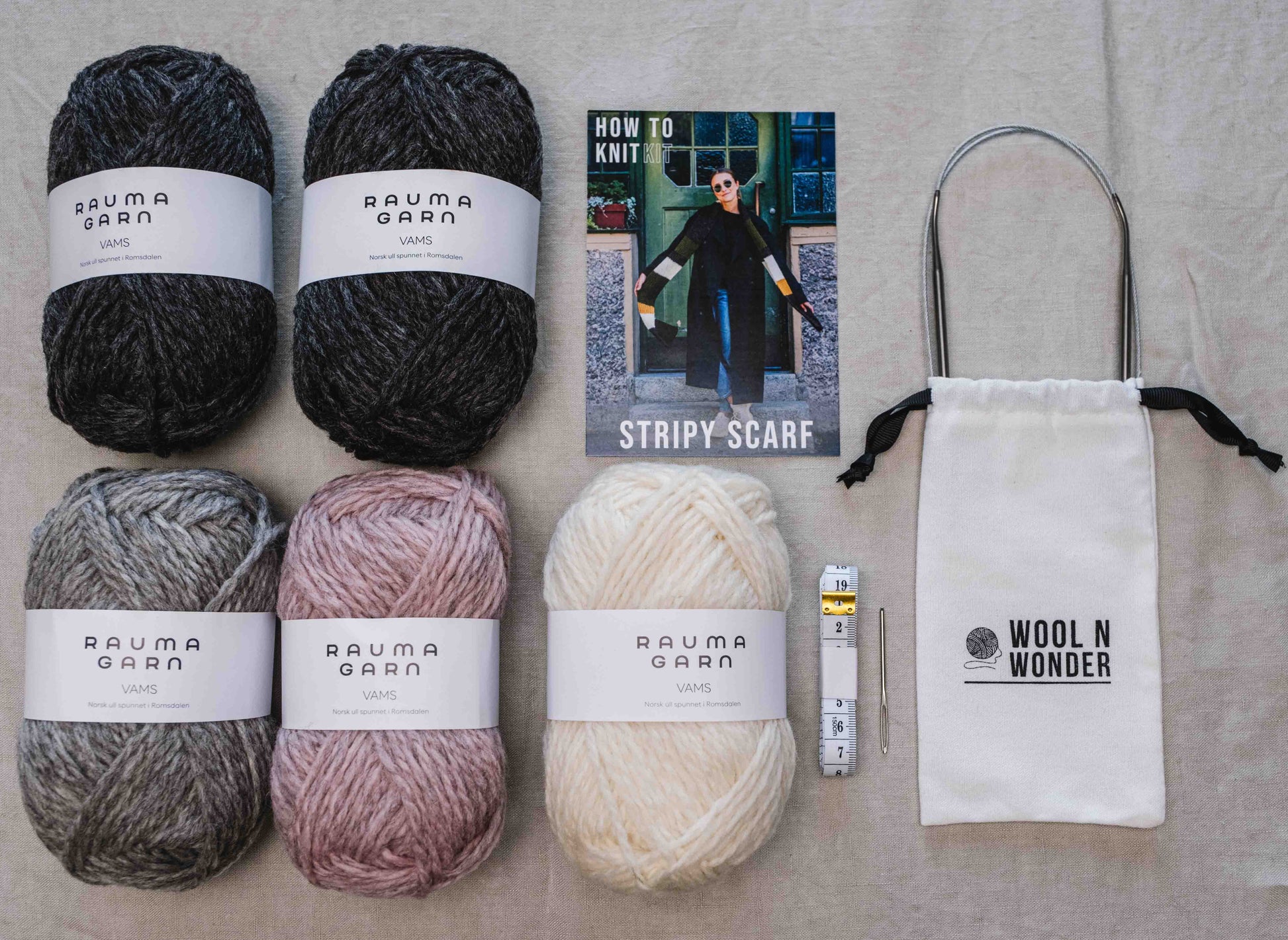 HOW TO KNIT - KIT Stripy Scarf - Wool n Wonder